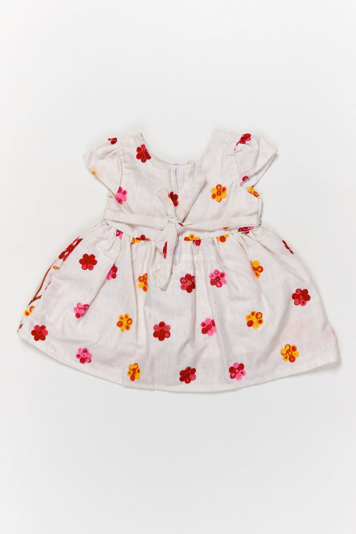 The Nesavu Baby Cotton Frocks Baby Girl Cotton Frock with Vibrant Thread Embroidery and Floral Design Nesavu Nesavu baby girl cotton frock with floral multicolor embroidery