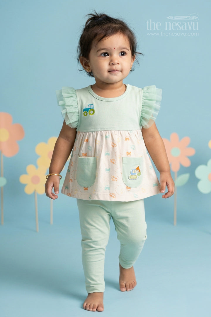 The Nesavu Baby Casual Sets Baby Girl Cotton Jersey Co Ord Set for Daily Comfort Nesavu 10 (NB) / Red / Cotton BFJ933A-10 Nesavu Baby Girl Cotton Jersey Co Ord Set With Digital Print For Daily Wear And Playtime