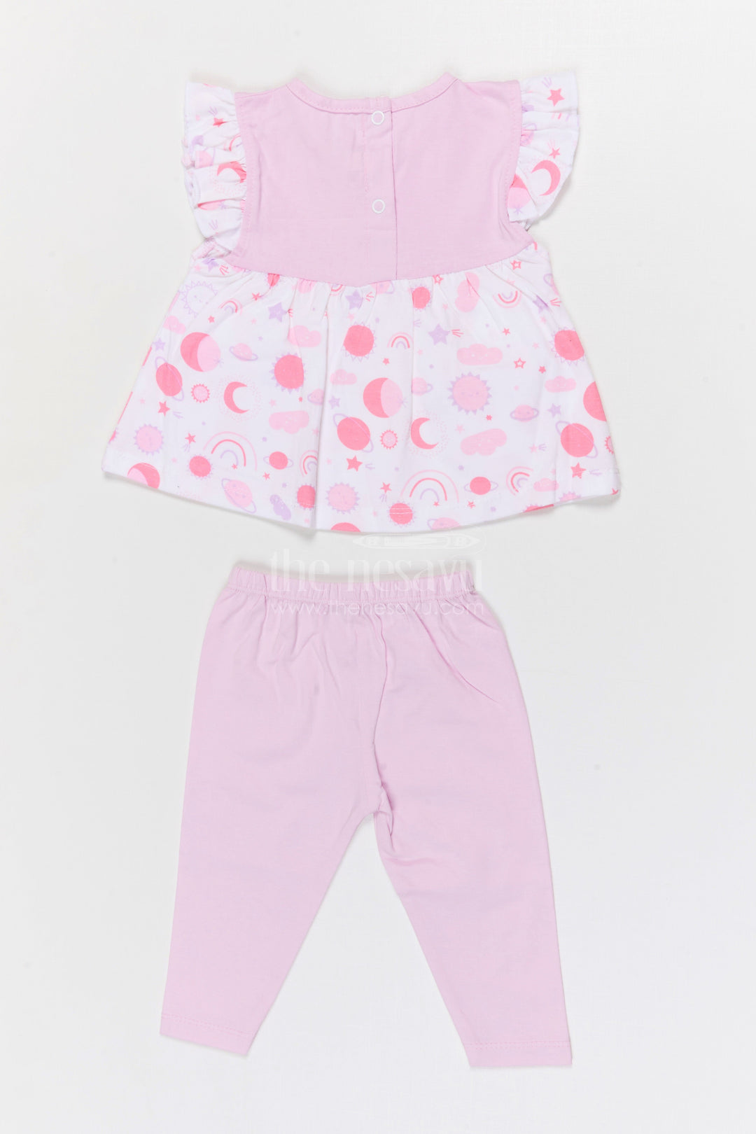 The Nesavu Baby Casual Sets Baby Girl Cotton Lounge Set for Everyday Wear Nesavu Nesavu Baby Girl Cotton Jersey Lounge Set With Digital Print For Everyday Wear And Comfort