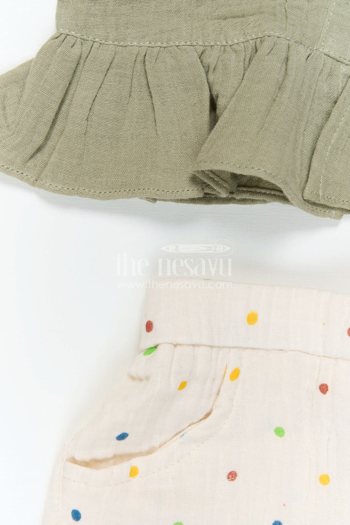 The Nesavu Baby Casual Sets Baby Girl Cotton Outfit Set for Daily Wear and Playtime Nesavu Nesavu Baby Girl Muslin Cotton Casual Outfit Set With Sleeveless Top And Printed Pants For Daily Comfort