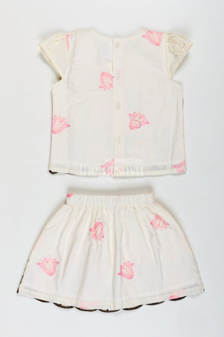 The Nesavu Baby Casual Sets Baby Girl Cotton Set Embroidered Playwear Combo Nesavu Nesavu Baby Girl Cotton Casual Set Floral Thread Embroidery Bunny Patch Playful Comfort