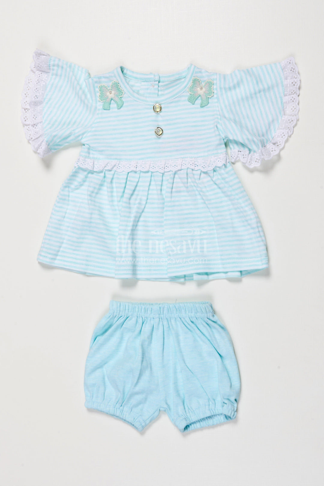 The Nesavu Baby Casual Sets Baby Girl Cotton Top and Shorts Set for Everyday Outings Nesavu 10 (NB) / White BFJ881A-10 Nesavu baby girl cotton top shorts set casual wear daily outings