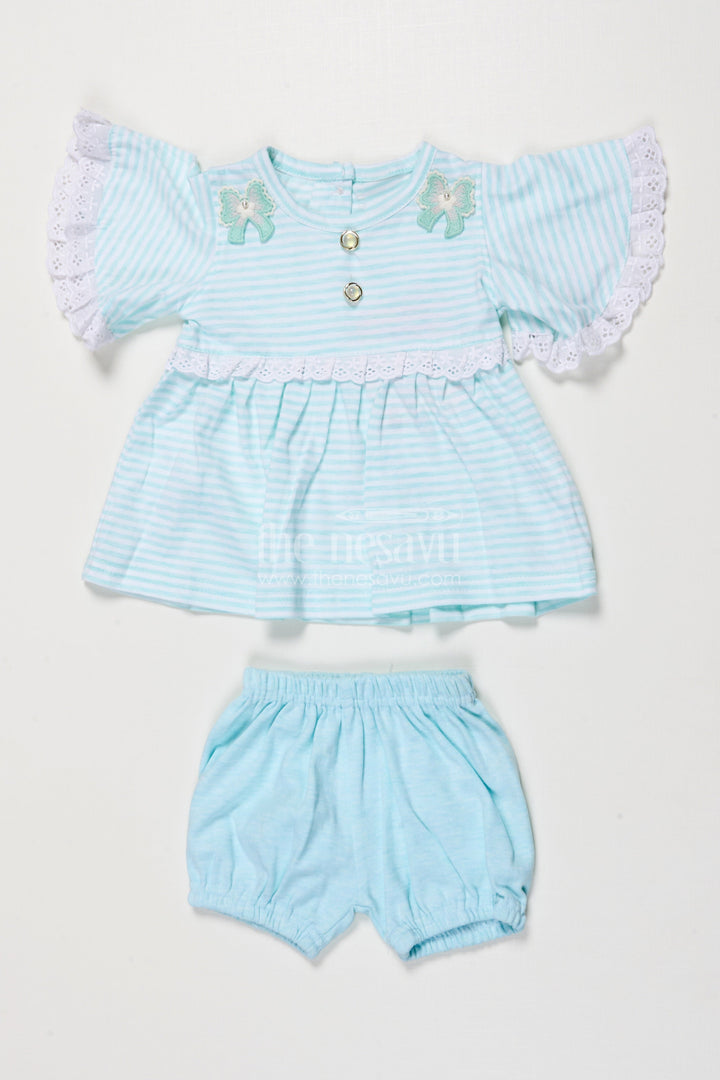 The Nesavu Baby Casual Sets Baby Girl Cotton Top and Shorts Set for Everyday Outings Nesavu 10 (NB) / White BFJ881A-10 Nesavu baby girl cotton top shorts set casual wear daily outings