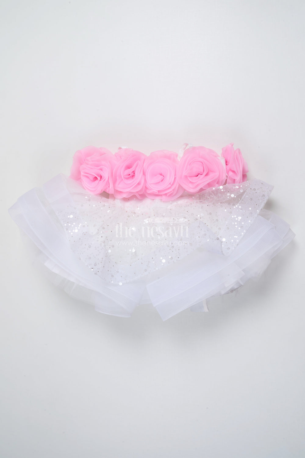 The Nesavu Baby Fancy Frock Baby Girl Dress for Birthday Party and Photoshoot Nesavu 16 (1Y) / Half white PF242A-16 Nesavu baby girl birthday dress stone embellishment photoshoots parties