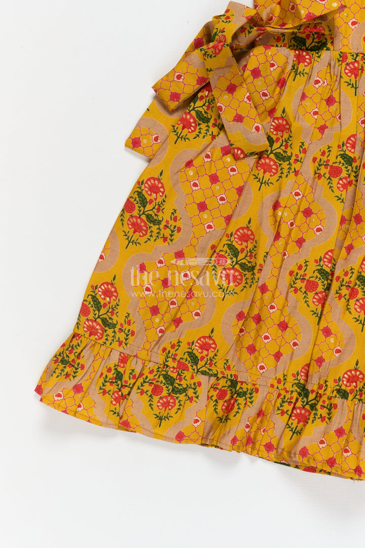 The Nesavu Girls Fancy Frock Baby Girl Dress for Birthdays and Festive Parties Nesavu Nesavu baby girl festive frock with vibrant print for birthdays and special occasions