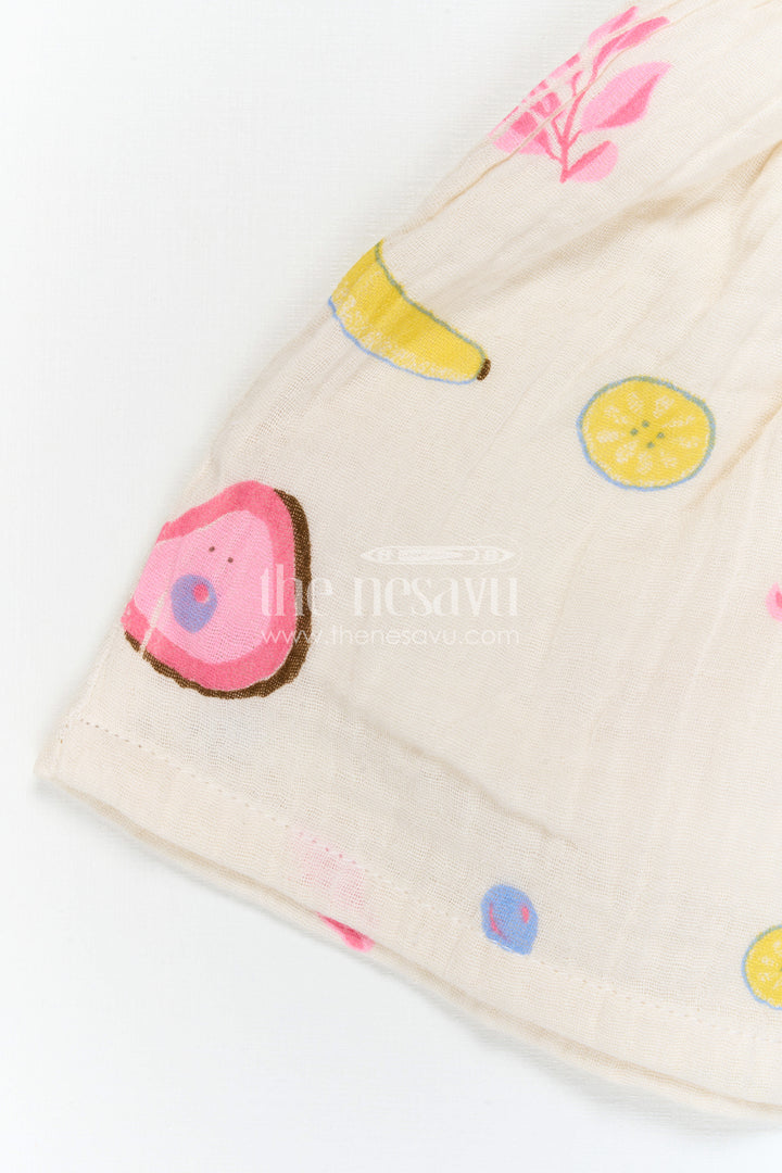 The Nesavu Baby Frocks Baby Girl Dress for Casual Outings and Everyday Play Nesavu Nesavu Baby Girl Muslin Cotton Dress For Casual Outings And Everyday Play With Digital Print And Patch Detail