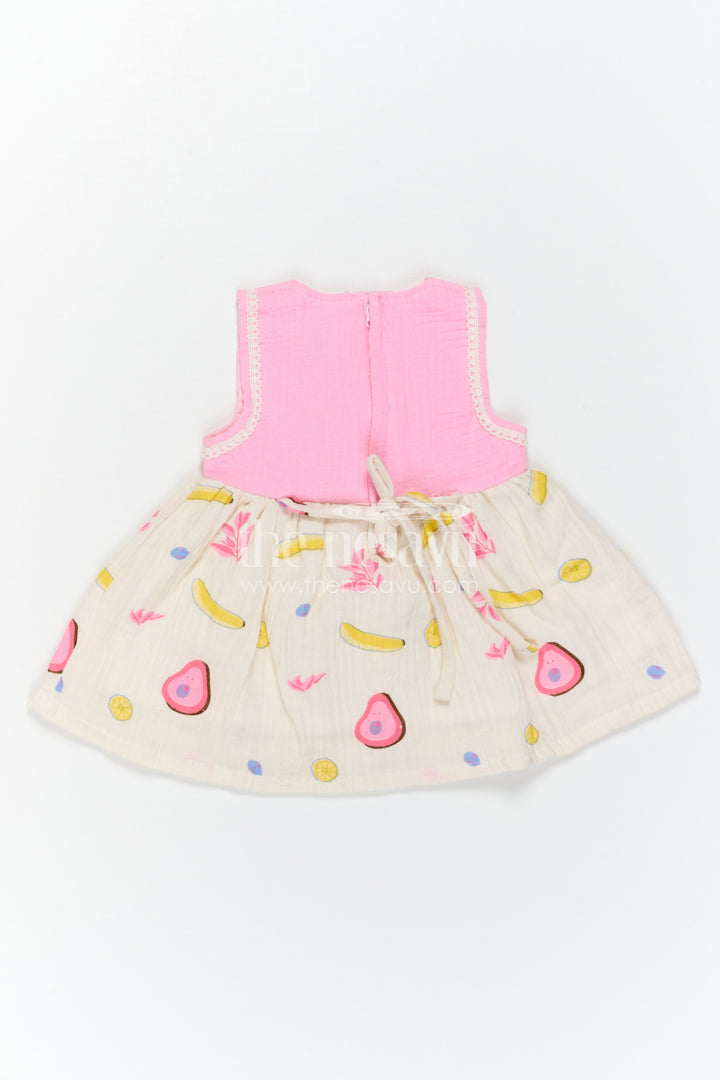 The Nesavu Baby Frocks Baby Girl Dress for Casual Outings and Everyday Play Nesavu Nesavu Baby Girl Muslin Cotton Dress For Casual Outings And Everyday Play With Digital Print And Patch Detail