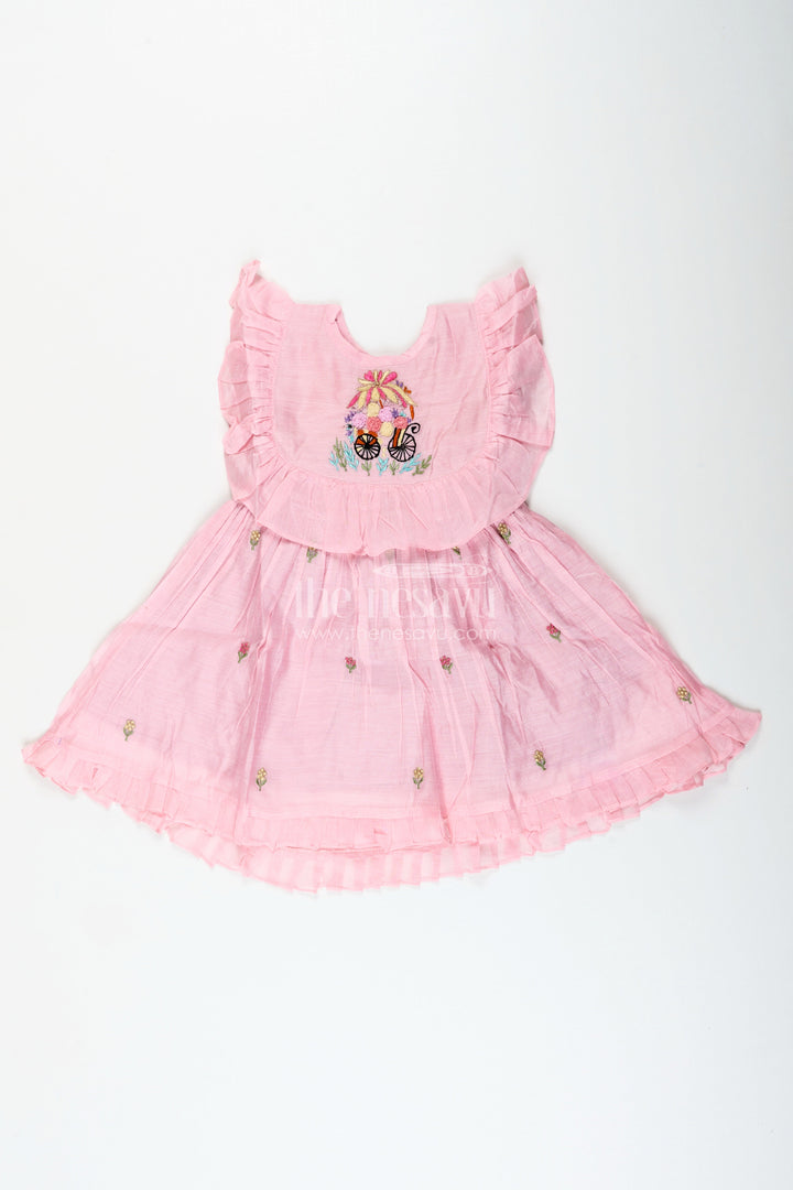 The Nesavu Girls Cotton Frock Baby Girl Embroidered Cotton Frock for Birthdays and Festive Photoshoots Nesavu 16 (1Y) / Pink GFC1978A-16 Nesavu baby girl embroidered cotton frock birthdays poojas traditional photo moments