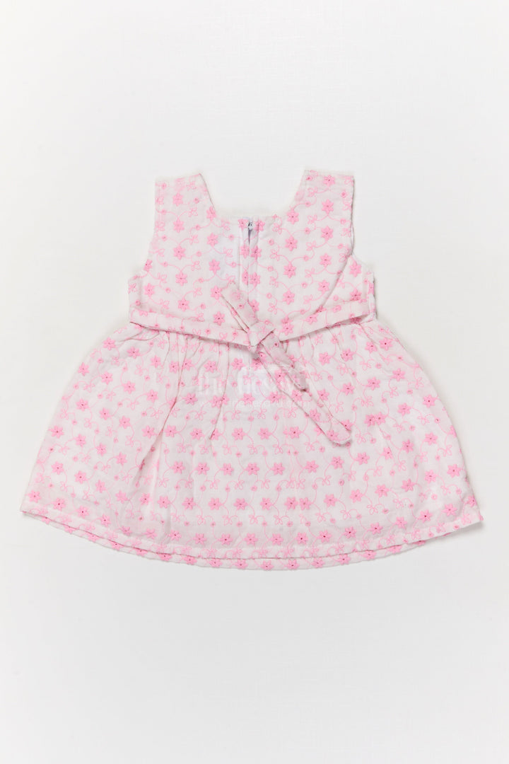 The Nesavu Baby Cotton Frocks Baby Girl Embroidered Cotton Frock with Bow for Family Outings Nesavu Nesavu baby girl cotton frock with thread embroidery and bow for everyday and family wear
