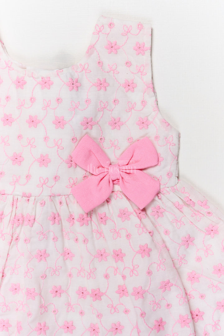 The Nesavu Baby Cotton Frocks Baby Girl Embroidered Cotton Frock with Bow for Family Outings Nesavu Nesavu baby girl cotton frock with thread embroidery and bow for everyday and family wear