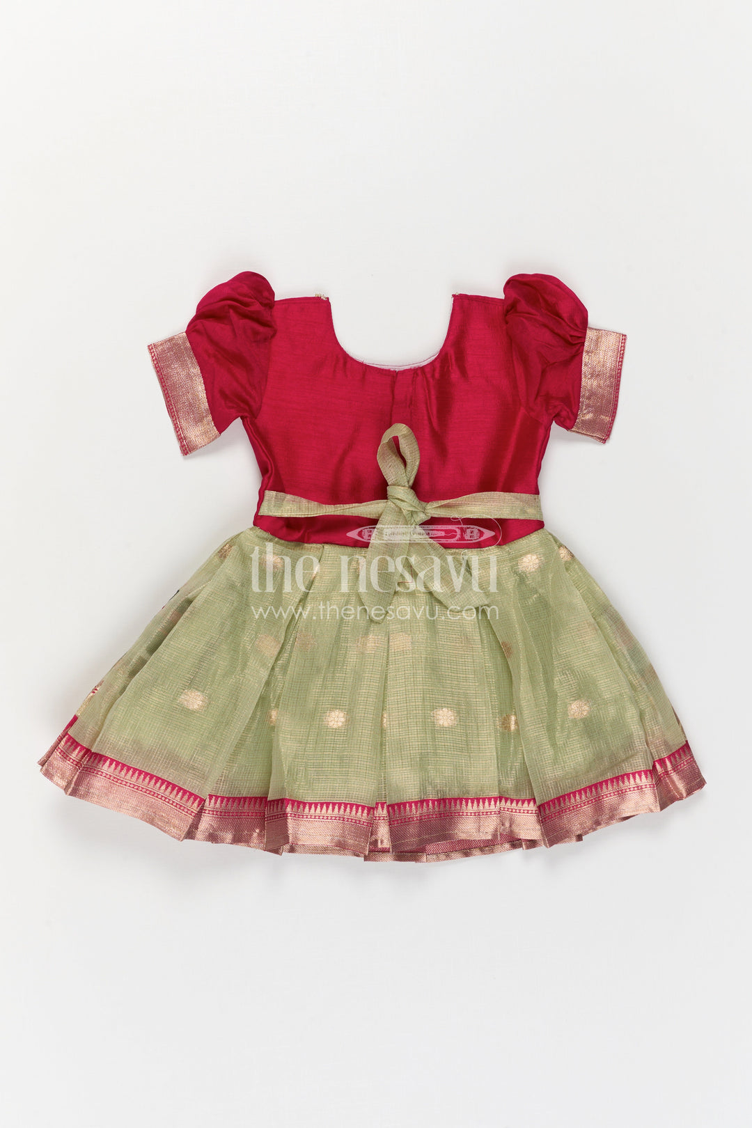 The Nesavu Silk Embroidered Frock Baby Girl Embroidered Frock for Birthday and Festive Wear Nesavu Nesavu Baby Girl Embroidered Silk Frock For Birthday And Festive Wear With Tissue Bottom Design