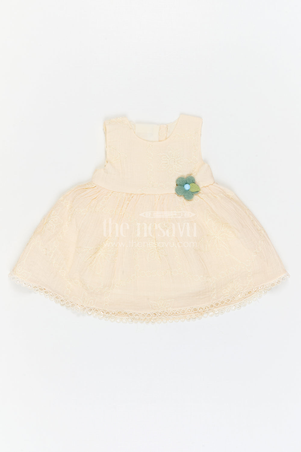 The Nesavu Baby Cotton Frocks Baby Girl Embroidered Frock for Birthdays and Family Celebrations Nesavu Nesavu Baby Girl Embroidered Cotton Blend Frock For Birthdays And Family Outings