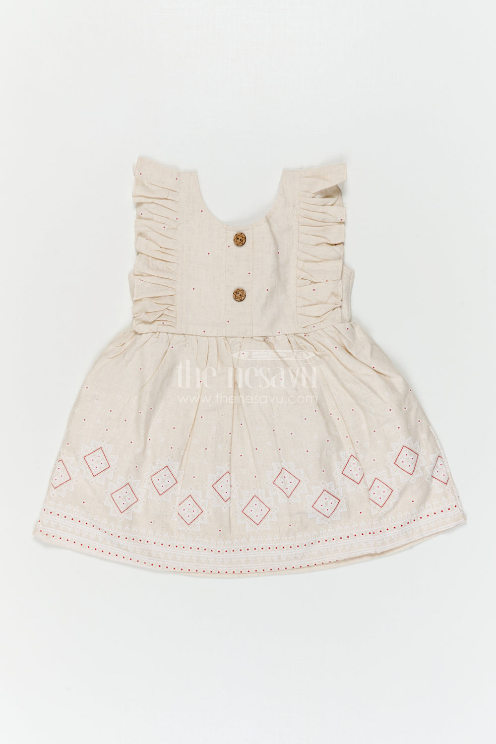 The Nesavu Baby Cotton Frocks Baby Girl Embroidered Frock for Festive Days and Family Functions Nesavu Nesavu Baby Girl Embroidered Cotton Frock For Festive Days And Family Functions With Thread Work Design