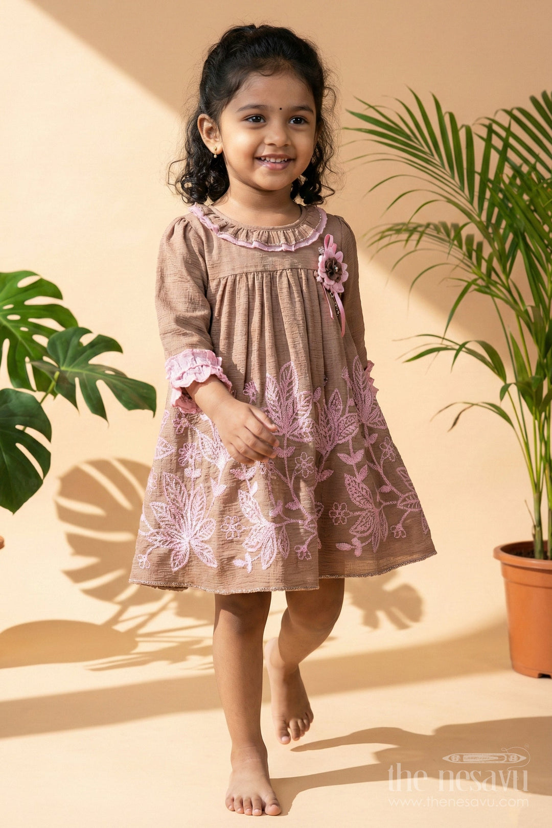 The Nesavu Girls Fancy Frock Baby Girl Embroidered Frock for Traditional Celebrations and Gifting Nesavu Nesavu baby girl embroidered georgette frock  ideal naming ceremonies traditional family events