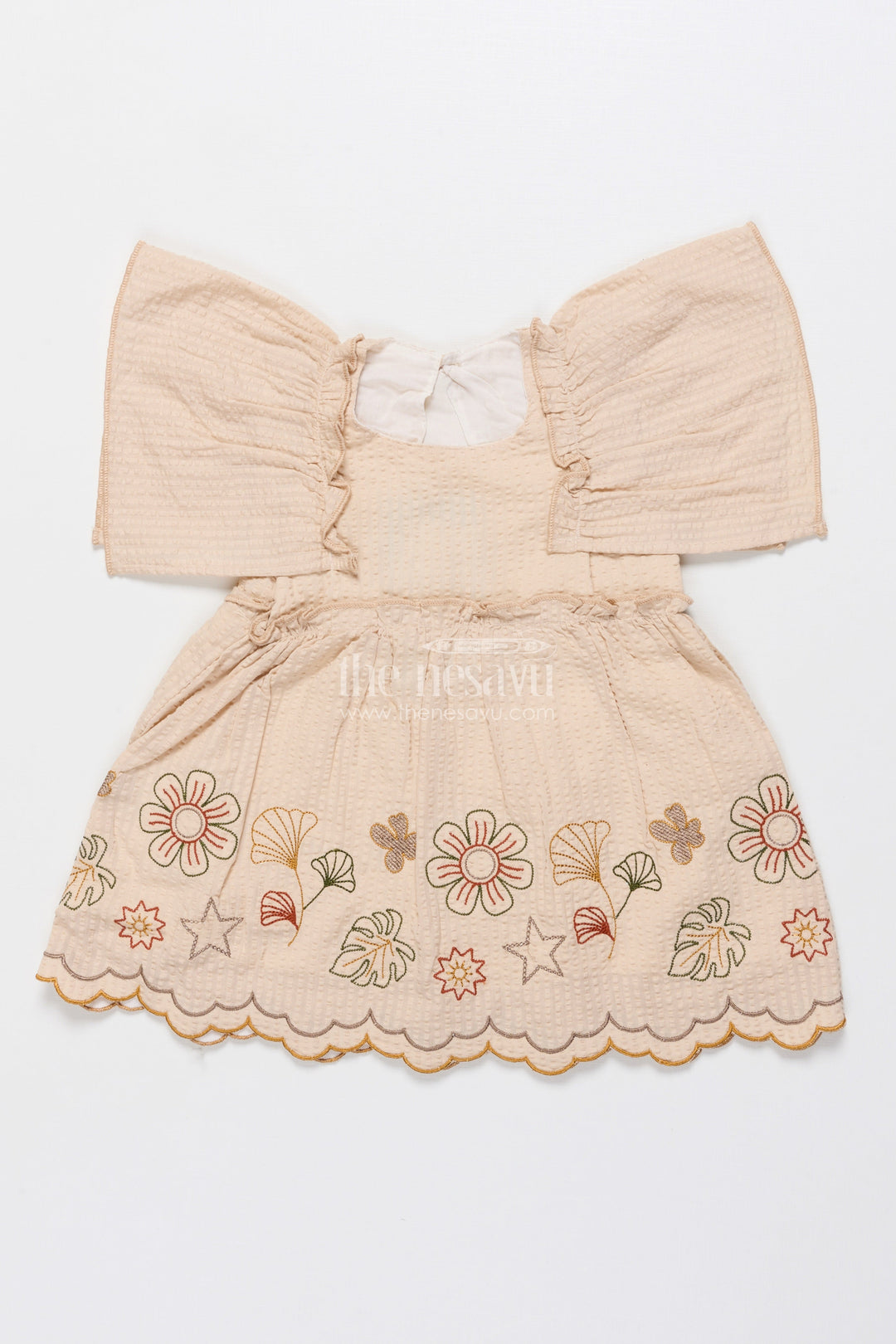 The Nesavu Baby Cotton Frocks Baby Girl Embroidered Frock for Traditional Functions and Family Events Nesavu 12 (3M) / Brown BFJ870A-12 Nesavu baby girl frock seer sucker cotton embroidery  ideal ethnic occasions