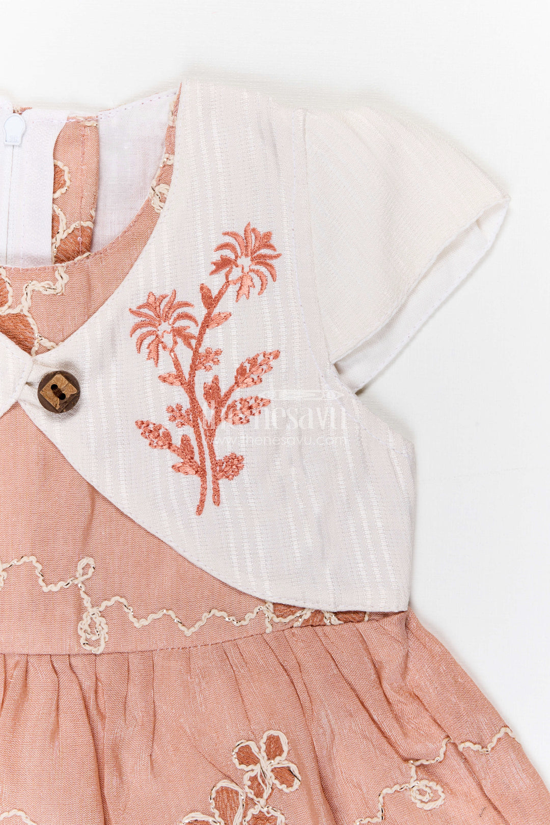 The Nesavu Baby Fancy Frock Baby Girl Embroidered Party Frock for Birthdays and Family Celebrations Nesavu Nesavu baby girl embroidered party frock with jacket style design for birthdays and celebrations