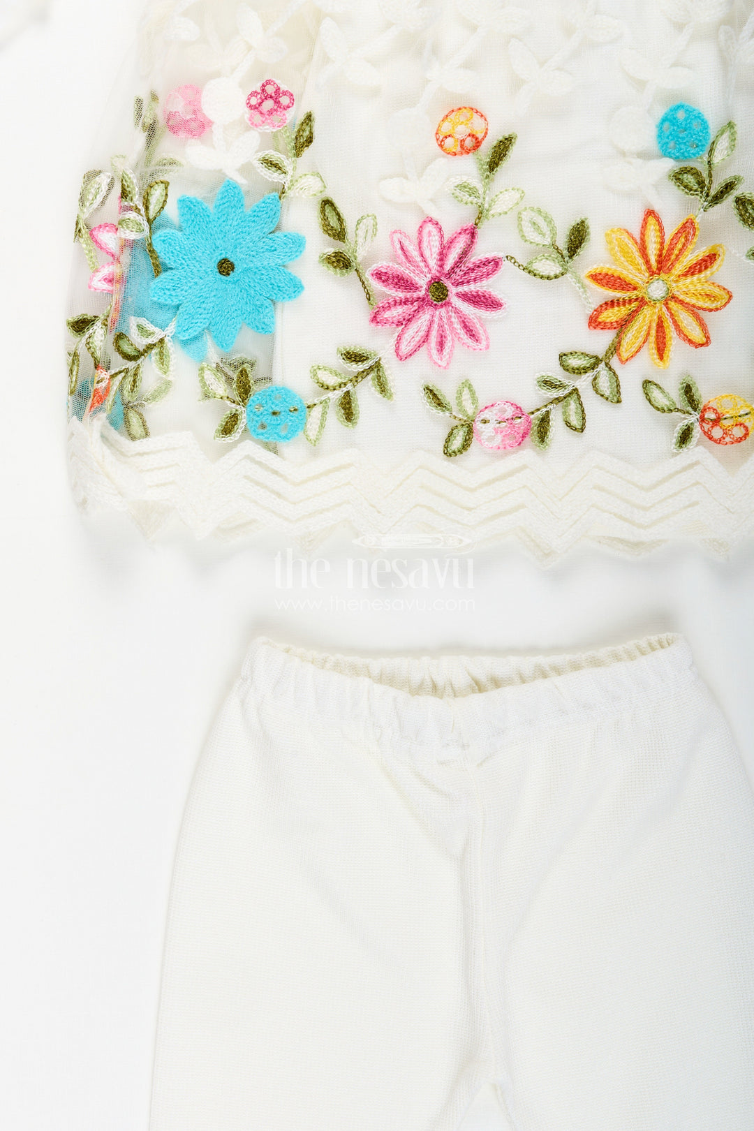 The Nesavu Girls Casual Set Baby girl embroidered top and legging set for festive occasions Nesavu Nesavu baby girl embroidered top legging set  perfect festive gatherings celebrations