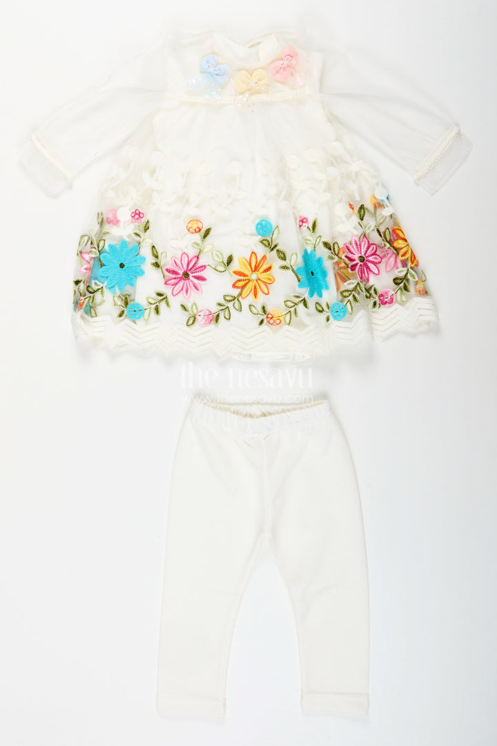 The Nesavu Girls Casual Set Baby girl embroidered top and legging set for festive occasions Nesavu Nesavu baby girl embroidered top legging set  perfect festive gatherings celebrations