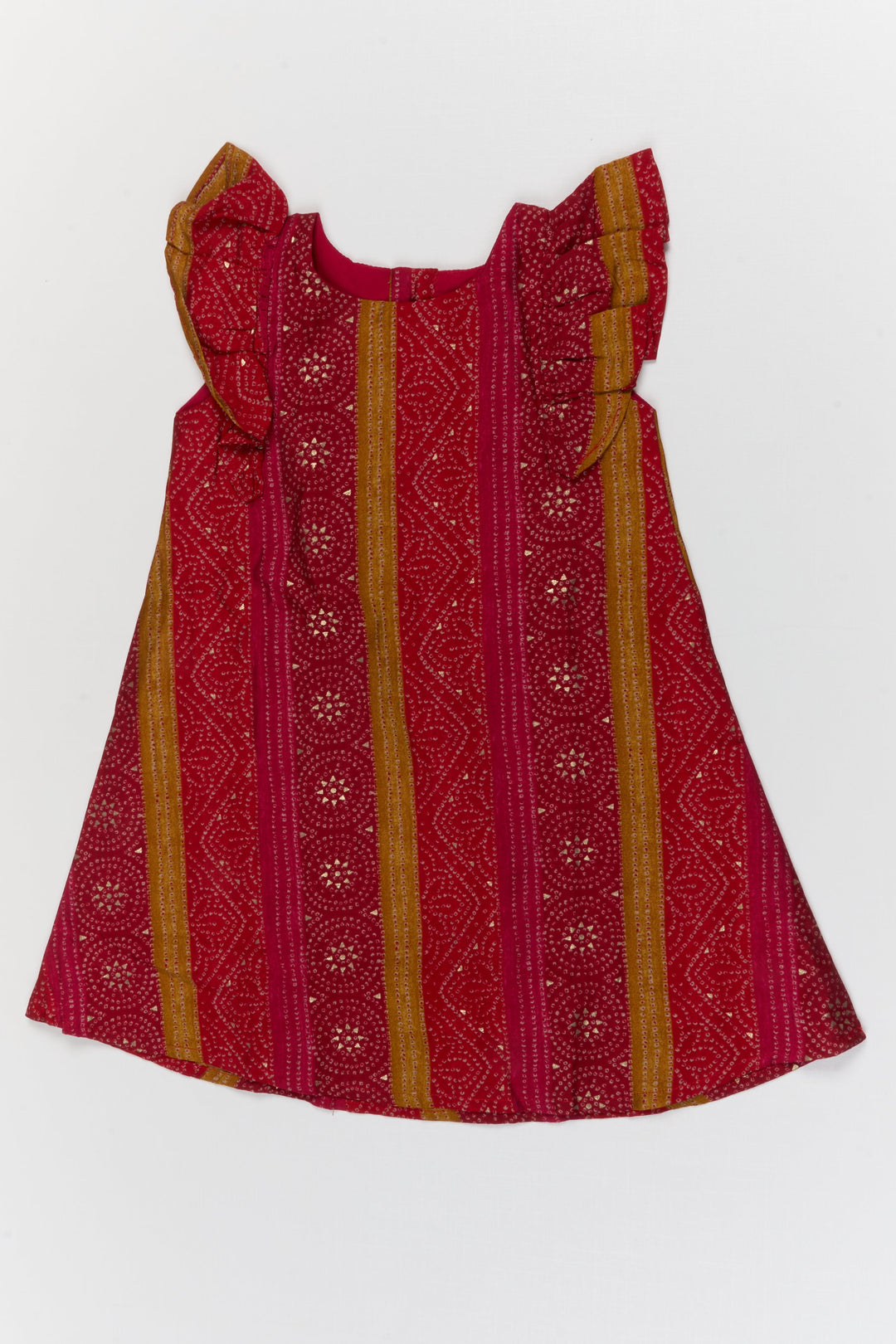 The Nesavu Girls Chanderi Frock Baby Girl Ethnic Frock for Cultural School Events and Poojas Nesavu 16 (1Y) / Red / Chanderi GFC2098A-16 Nesavu baby girl ethnic frock in Modal Chanderi for cultural events and pooja celebrations