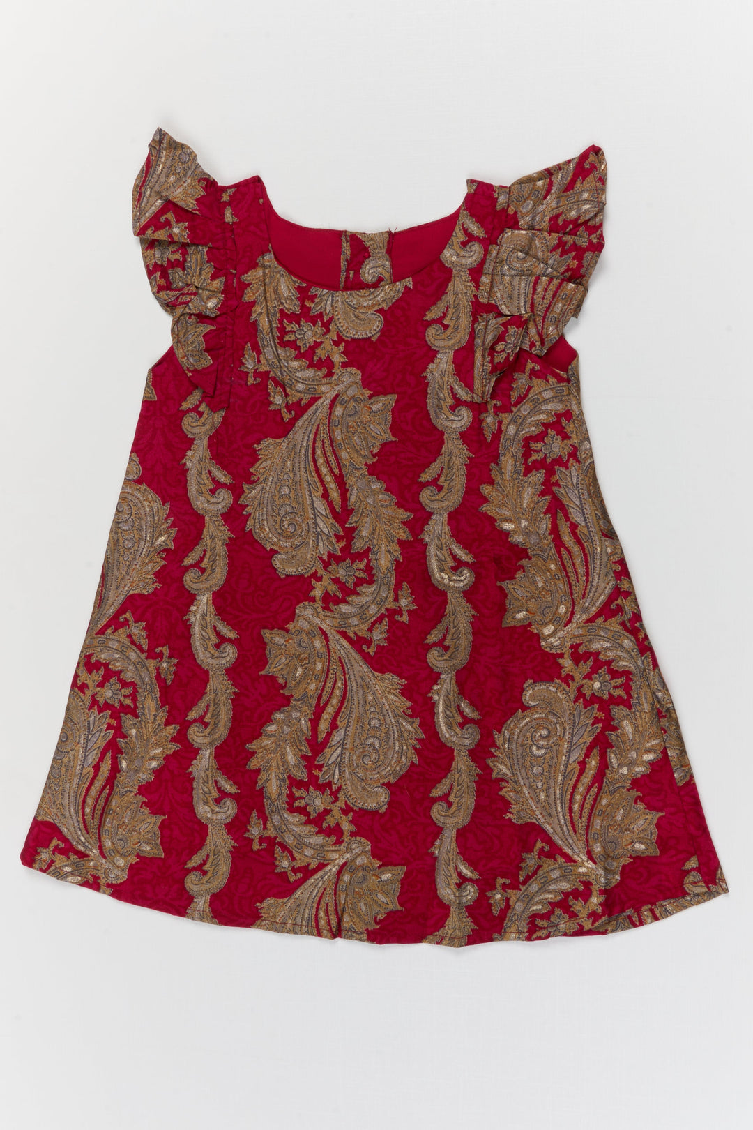 The Nesavu Girls Chanderi Frock Baby Girl Ethnic Frock for Festive Events and Photo Days Nesavu 16 (1Y) / Pink / Chanderi GFC2097B-16 Nesavu baby girl ethnic frock in Modal Chanderi with digital print for festive photos and birthdays