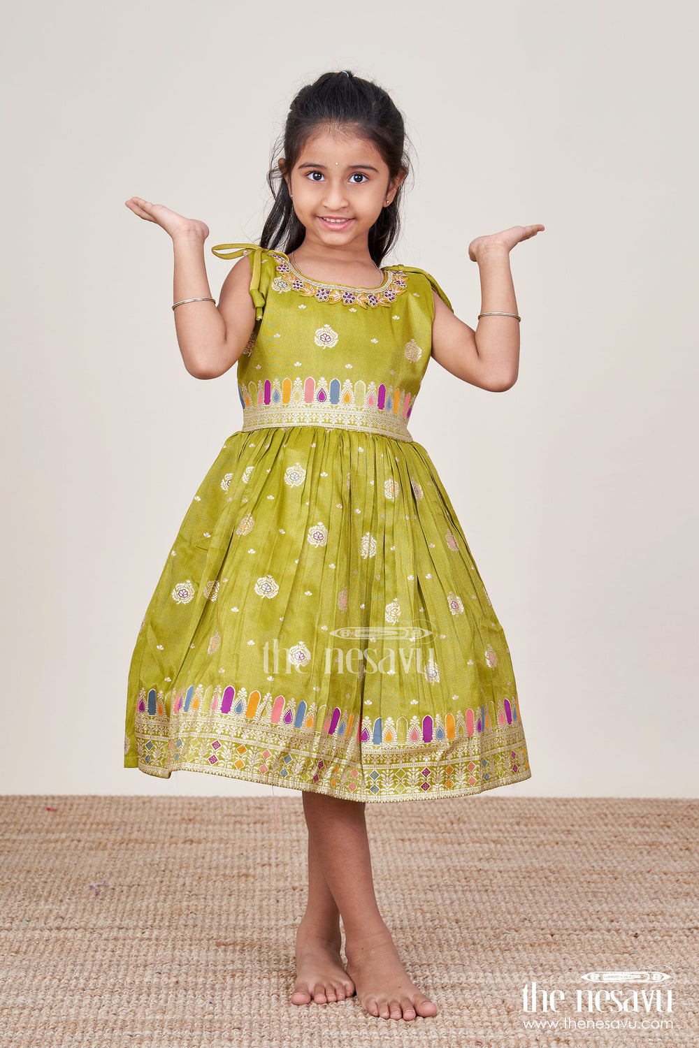The Nesavu Tie-up Frock Baby Girl Ethnic Frock for Weddings and Festive Occasions Nesavu Nesavu baby girl ethnic frock weddings traditional festive celebrations