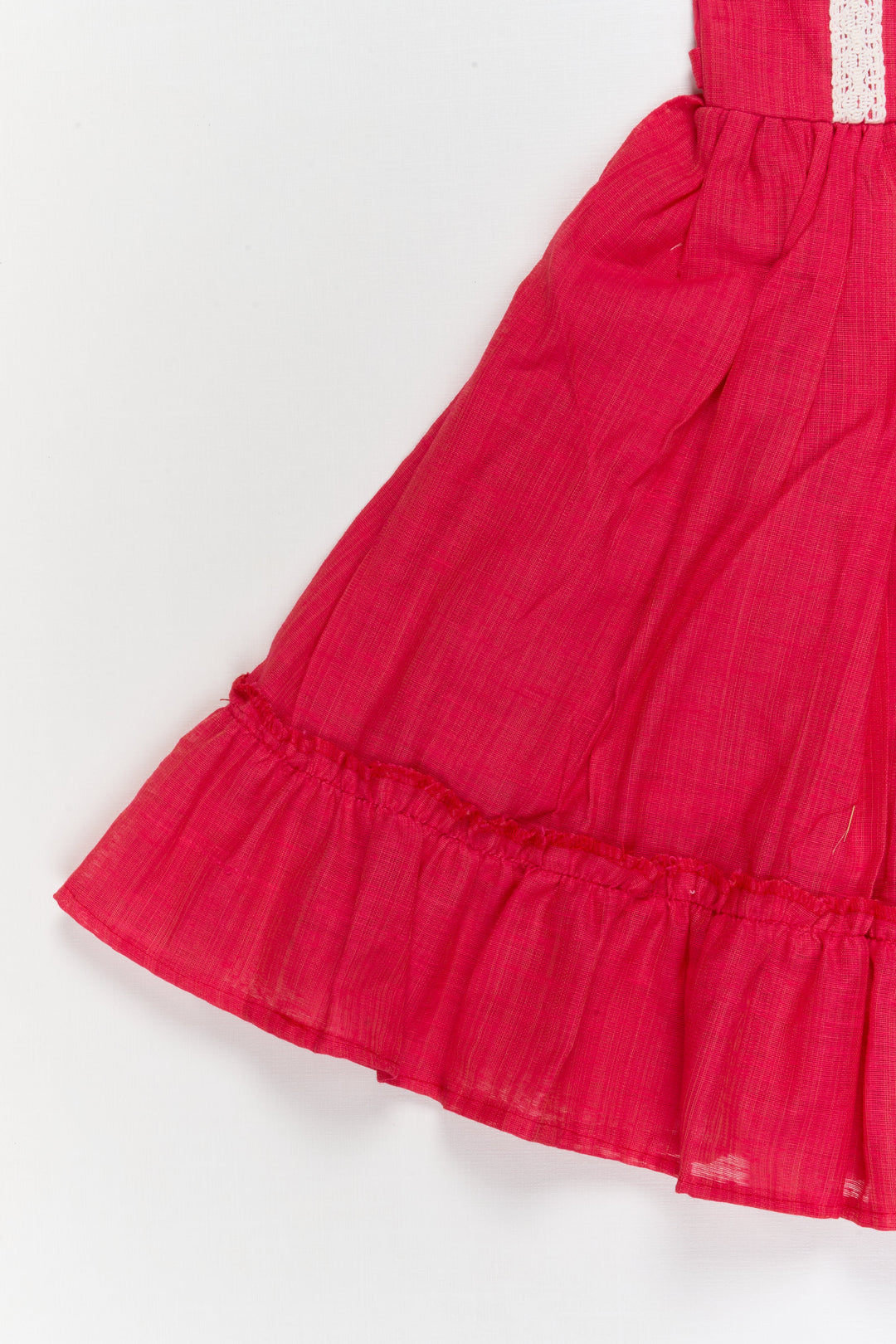 The Nesavu Girls Chanderi Frock Baby Girl Ethnic Frock in Chanderi Cotton with Soft Lace for Poojas and Outings Nesavu Nesavu baby girl chanderi cotton frock with lace and ruffle detail for poojas and festive family events