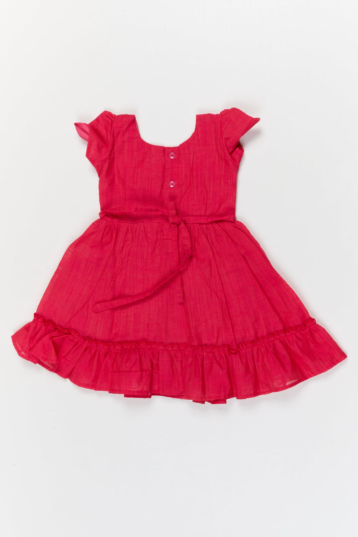 The Nesavu Girls Chanderi Frock Baby Girl Ethnic Frock in Chanderi Cotton with Soft Lace for Poojas and Outings Nesavu Nesavu baby girl chanderi cotton frock with lace and ruffle detail for poojas and festive family events