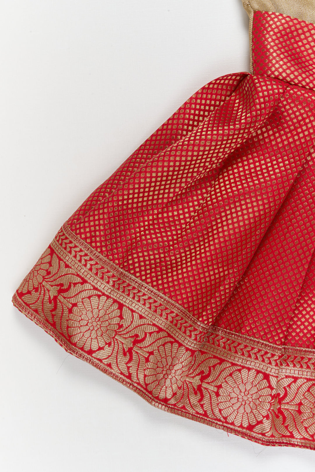 The Nesavu Tie-up Frock Baby Girl Ethnic Silk Frock with Contrast Yoke for Poojas and Family Occasions Nesavu Nesavu baby girl ethnic banaras silk frock with tissue yoke and tie-up shoulders for festive moments