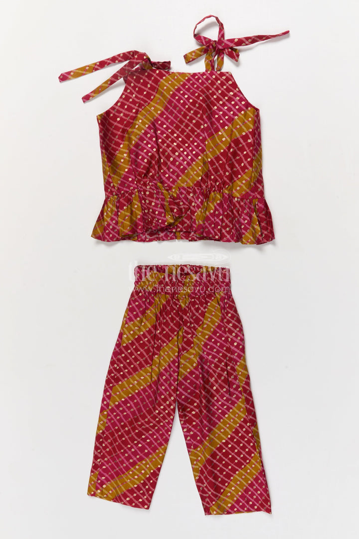 The Nesavu Girls Co-Ord Sets Baby Girl Festive Co-ord Set in Modal Silk for Weddings and Ethnic Days Nesavu Nesavu baby girl festive co-ord set in modal silk with traditional digital print