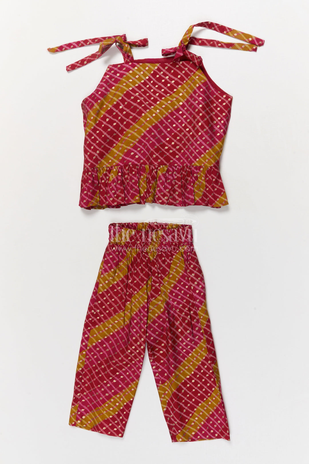 The Nesavu Girls Co-Ord Sets Baby Girl Festive Co-ord Set in Modal Silk for Weddings and Ethnic Days Nesavu Nesavu baby girl festive co-ord set in modal silk with traditional digital print