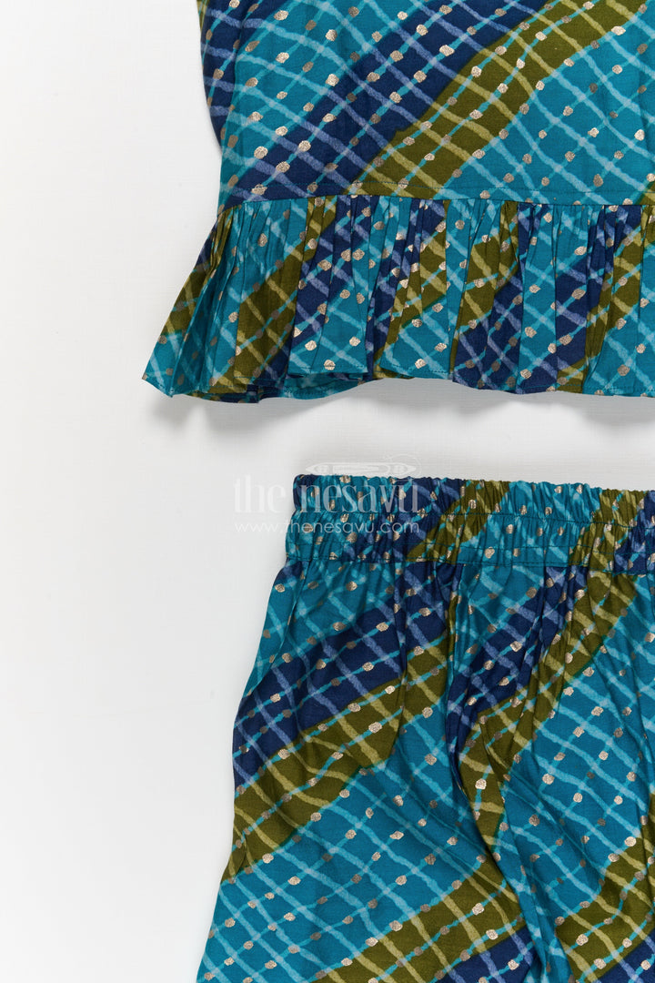 The Nesavu Girls Co-Ord Sets Baby Girl Festive Co-ord Set in Modal Silk with Ethnic Prints Nesavu Nesavu baby girl modal silk co-ord set with digital ethnic print for festivals and ethnic school days