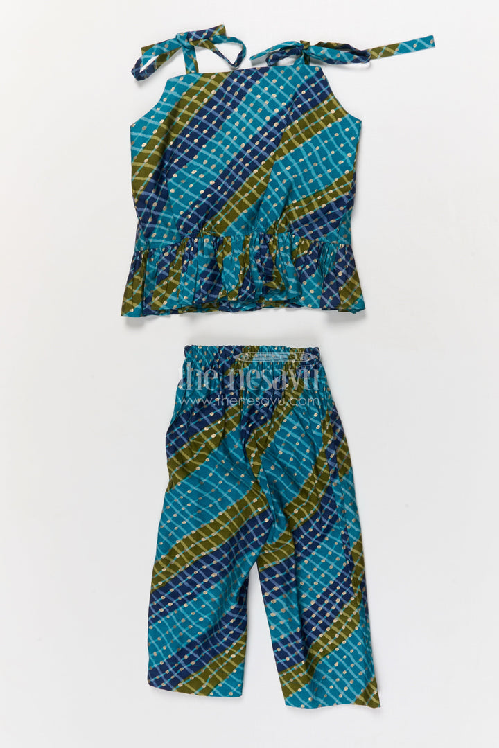 The Nesavu Girls Co-Ord Sets Baby Girl Festive Co-ord Set in Modal Silk with Ethnic Prints Nesavu Nesavu baby girl modal silk co-ord set with digital ethnic print for festivals and ethnic school days