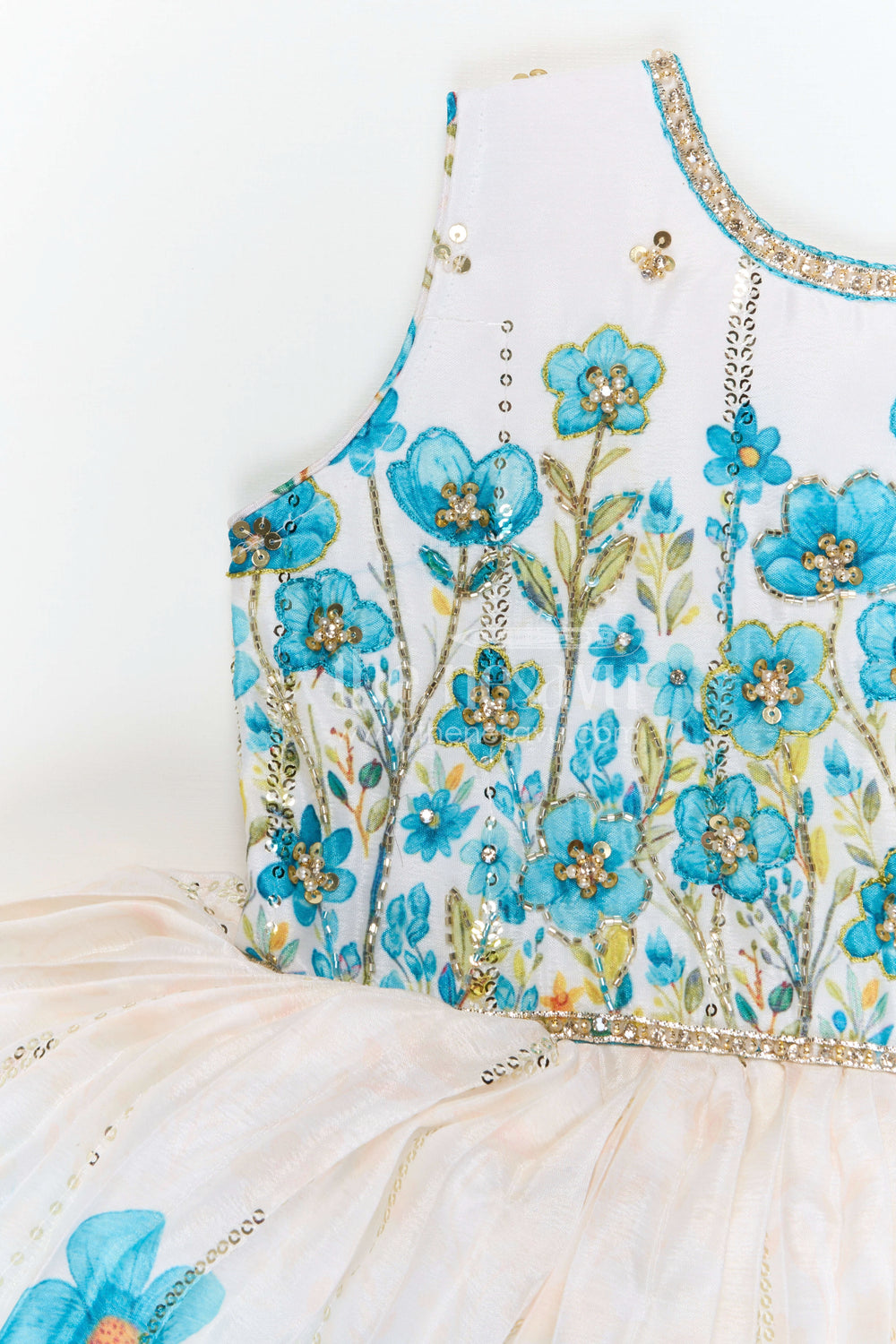 The Nesavu Silk Frock Baby Girl Floral Frock for Birthday Party and Festive Photos Nesavu Nesavu baby girl floral birthday party frock chinnon silk digital print festive dress for kids