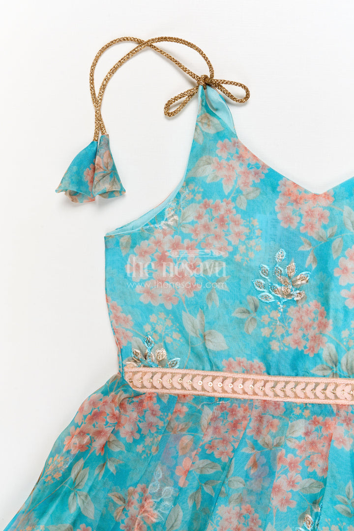 The Nesavu Tie-up Frock Baby Girl Floral Frock for Casual Outings and Playdates Nesavu Nesavu baby girl tie-up floral frock in digital print for casual outings and playdates