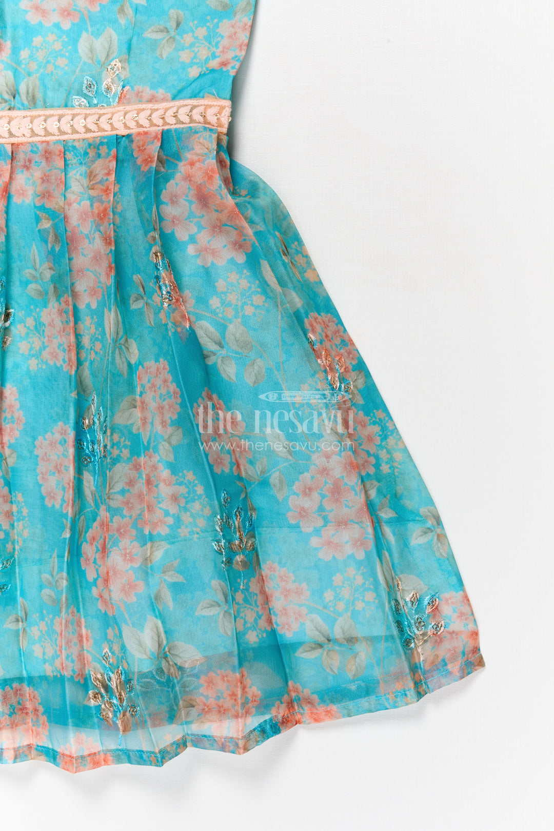 The Nesavu Tie-up Frock Baby Girl Floral Frock for Casual Outings and Playdates Nesavu Nesavu baby girl tie-up floral frock in digital print for casual outings and playdates