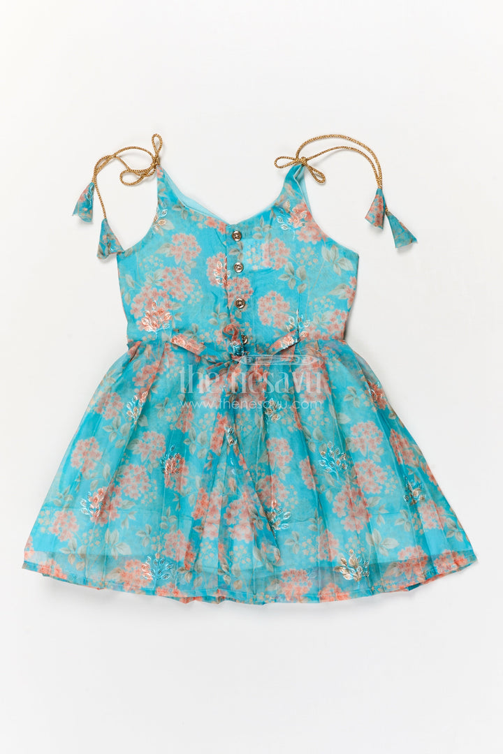 The Nesavu Tie-up Frock Baby Girl Floral Frock for Casual Outings and Playdates Nesavu Nesavu baby girl tie-up floral frock in digital print for casual outings and playdates