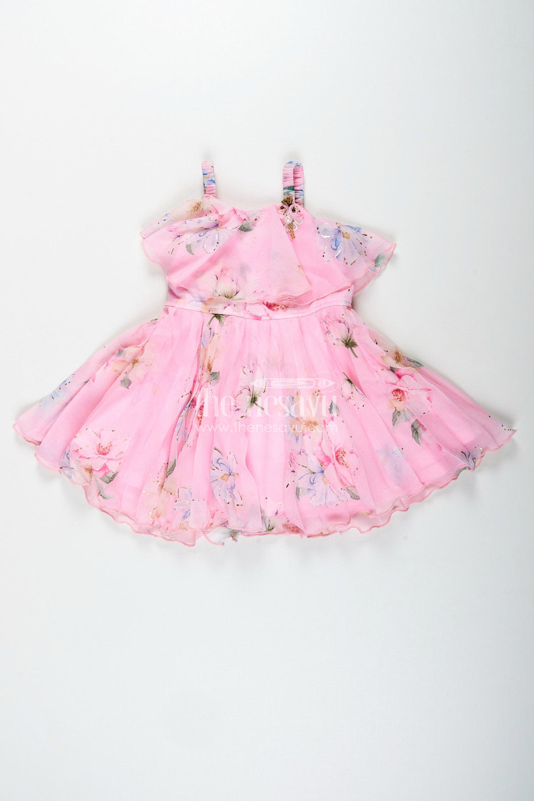 The Nesavu Baby girl floral frock for parties and family functions Nesavu Nesavu baby girl floral georgette frock  elegant outfit birthdays special occasions