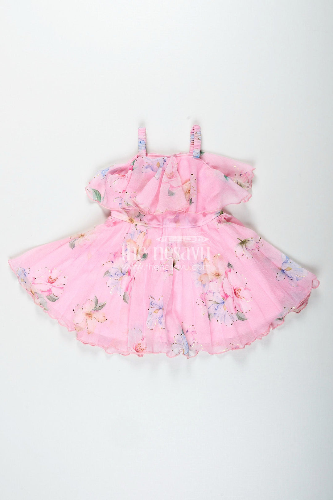 The Nesavu Baby girl floral frock for parties and family functions Nesavu Nesavu baby girl floral georgette frock  elegant outfit birthdays special occasions