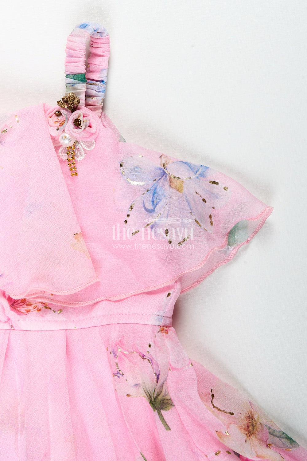 The Nesavu Baby girl floral frock for parties and family functions Nesavu Nesavu baby girl floral georgette frock  elegant outfit birthdays special occasions