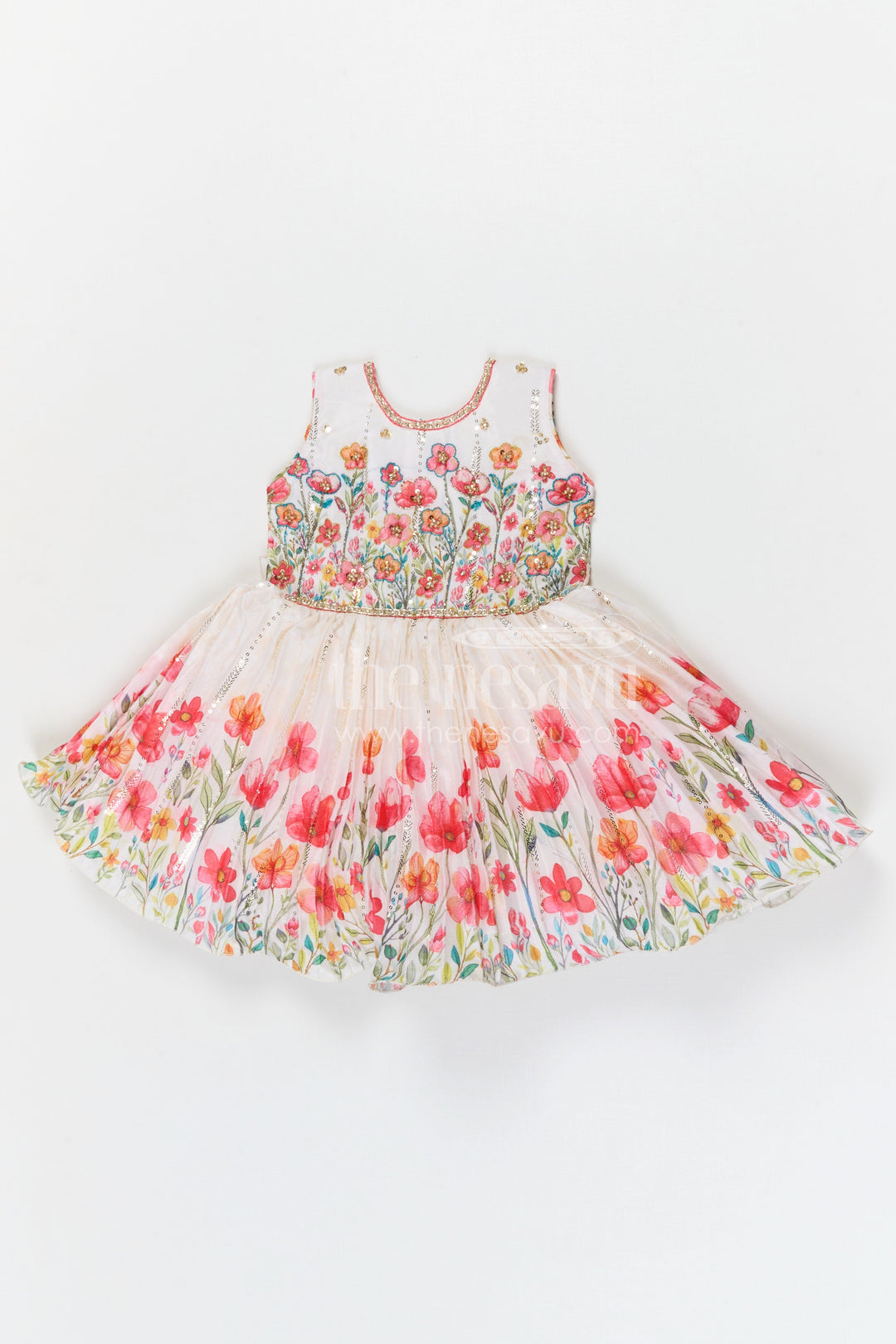 The Nesavu Silk Frock Baby Girl Floral Party Frock for Birthday and Photoshoot Nesavu 18 (2Y) / Chinnon silk with digital print / Red SF1138A-18 Nesavu baby girl floral party frock for birthday photoshoot chinnon silk digital print kids dress
