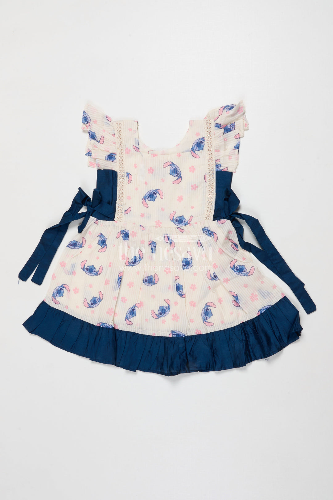 The Nesavu Girls Cotton Frock Baby Girl Floral Printed Frock for Casual Outings and Photoshoots Nesavu 18 (2Y) / Half white GFC2027A-18 Nesavu baby girl floral printed frock for casual outings and everyday celebrations