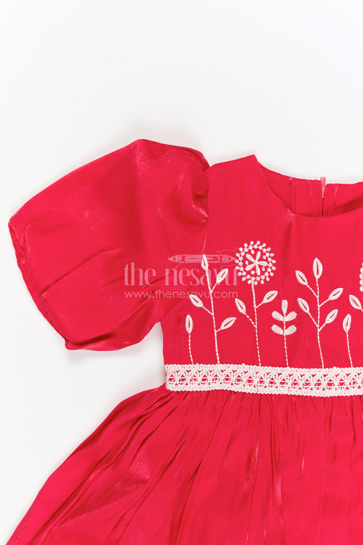 The Nesavu Girls Cotton Frock Baby Girl Frock for Birthday and Festive Outings Nesavu Nesavu Baby Girl Party Frock With Thread Embroidery For Birthdays And Festive Family Celebrations