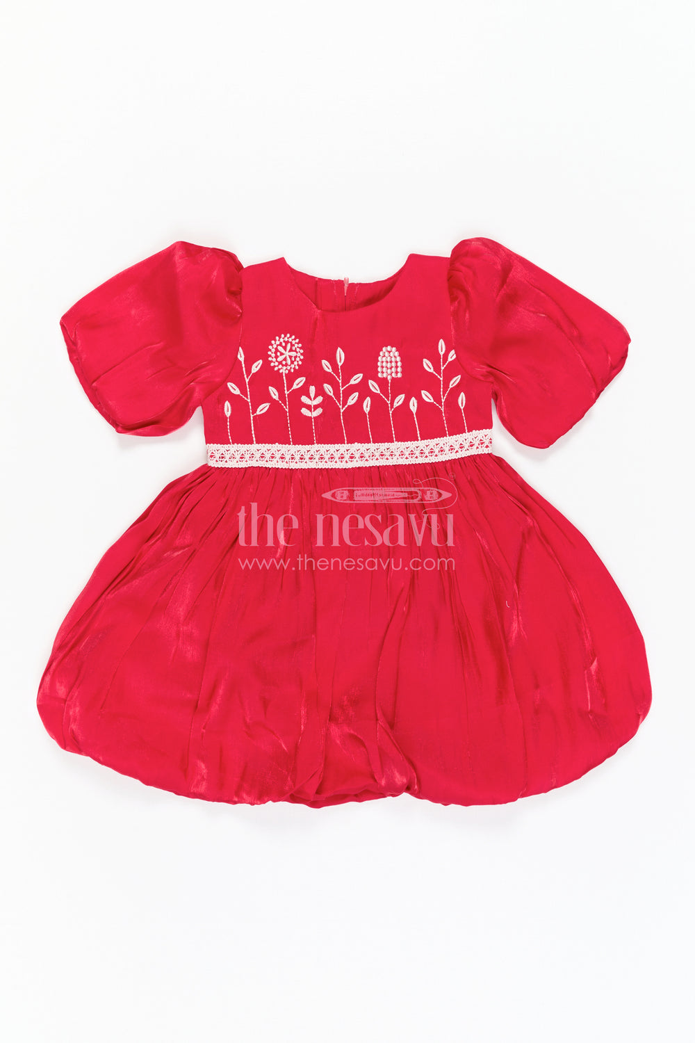 The Nesavu Girls Cotton Frock Baby Girl Frock for Birthday and Festive Outings Nesavu Nesavu Baby Girl Party Frock With Thread Embroidery For Birthdays And Festive Family Celebrations