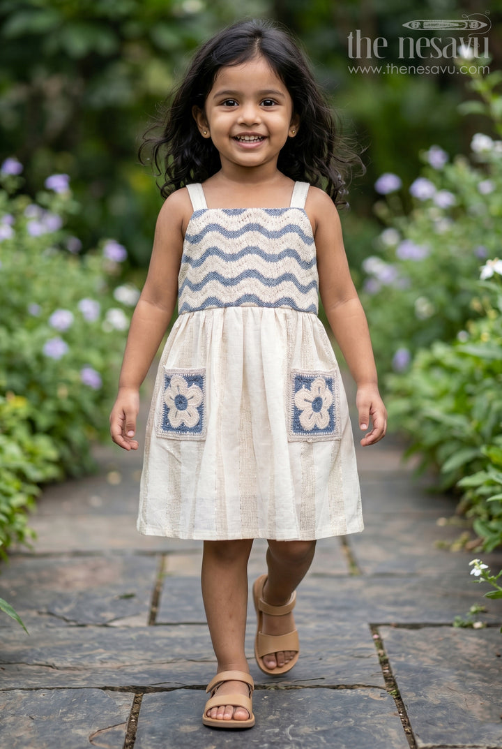 The Nesavu Girls Cotton Frock Baby Girl Frock for Birthday and Festive Photoshoot Nesavu 20 (3Y) / Cream / Cotton GFC2236A-20 Nesavu Baby Girl Cotton Frock For Birthday And Festive Photoshoots With Embroidered Yoke Design