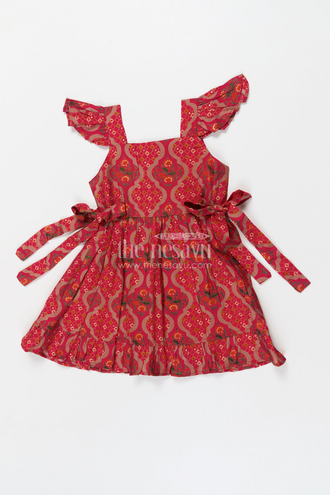 The Nesavu Girls Fancy Frock Baby Girl Frock for Birthday Celebrations and Festive Events Nesavu 18 (2Y) / Maroon / Modal GFC2077B-18 Nesavu baby girl festive frock in digital print silk for birthdays and special celebrations