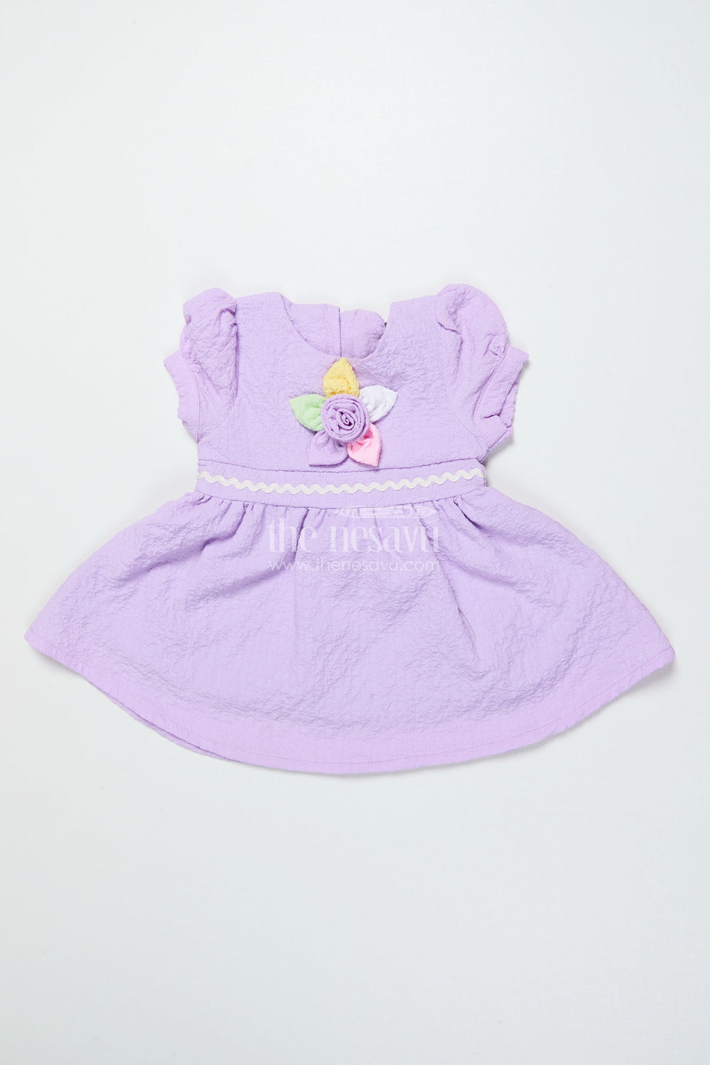 The Nesavu Baby Cotton Frocks Baby Girl Frock for Birthday Parties and Everyday Play Nesavu 14 (6M) / Purple GFC1904C-14 Nesavu baby girl frock floral embellishments birthdays everyday comfort