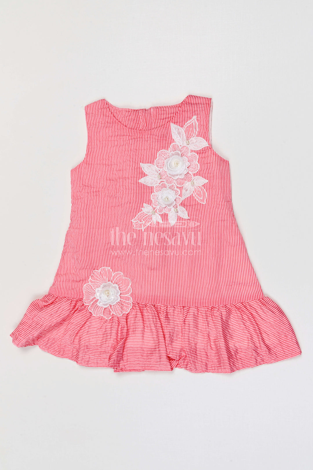 The Nesavu Girls Cotton Frock Baby Girl Frock for Birthday Parties and Playful Outings Nesavu Nesavu baby girl seer sucker cotton frock for birthday parties and casual outings with layered design
