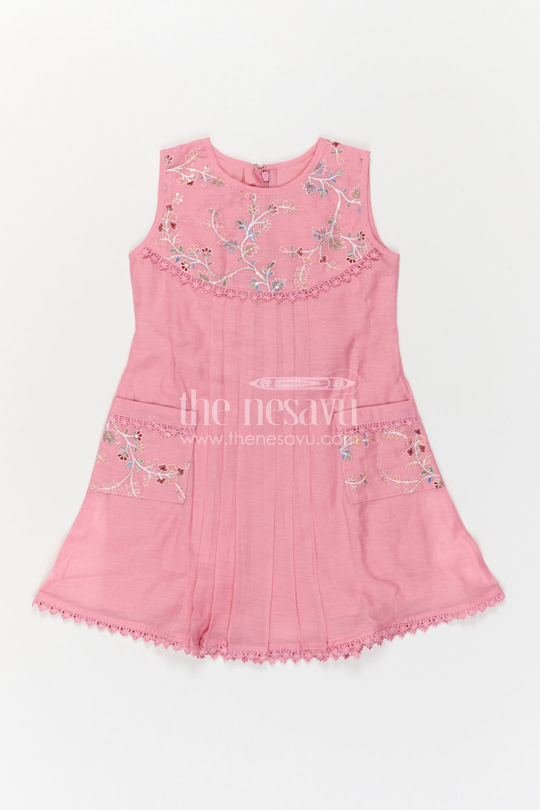 The Nesavu Girls Cotton Frock Baby Girl Frock for Birthday Party and Special Photoshoots Nesavu Nesavu Baby Girl Cotton Frock For Birthday Party And Photoshoots With Embroidered Flared Design
