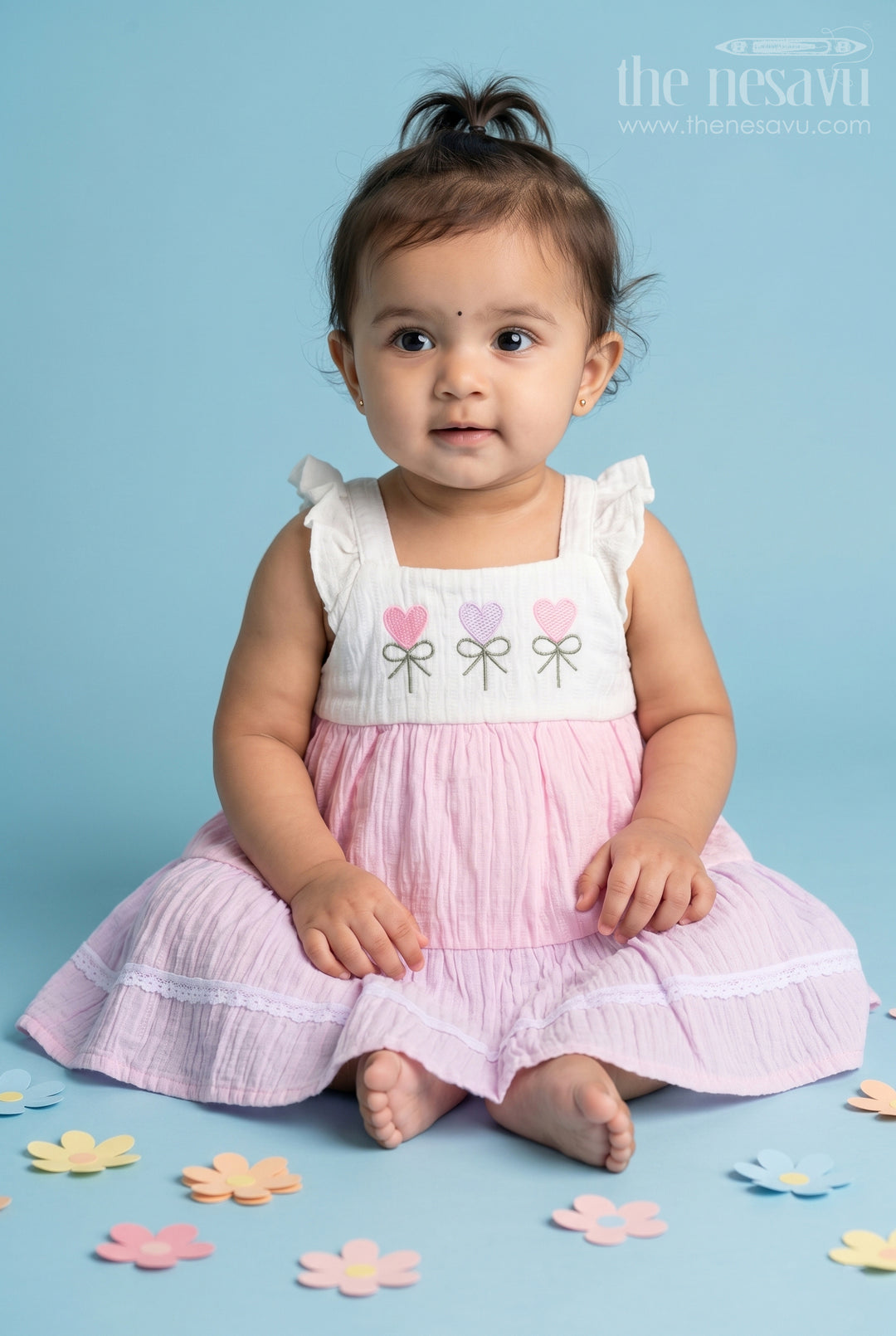 The Nesavu Baby Cotton Frocks Baby Girl Frock for Daily Wear and Cute Playdate Outings Nesavu 14 (6M) / Purple / Cotton BFJ1001B-14 Nesavu Baby Girl Cotton Frock For Daily Wear And Playdates With Layered Tiered Design And Breathable Comfort