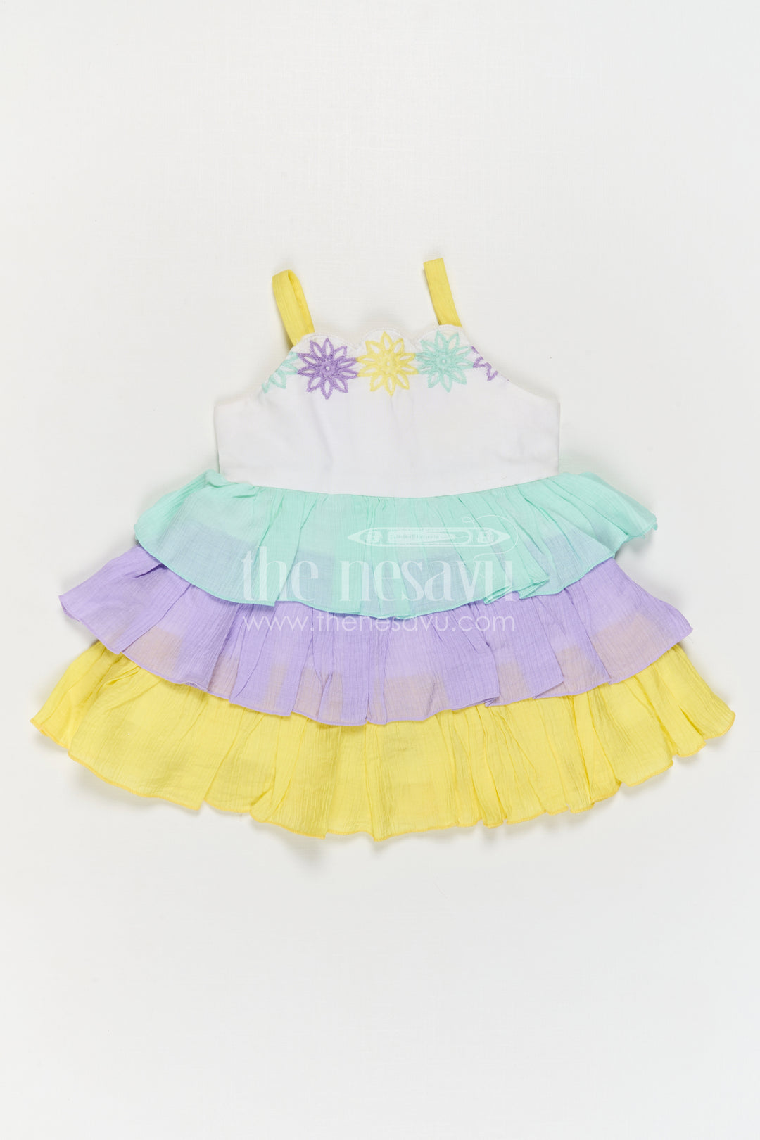 The Nesavu Baby Cotton Frocks Baby Girl Frock for Daily Wear and Play Nesavu Nesavu Baby Girl Cotton Frock For Daily Wear With Thread Embroidery Sleeveless Layered Design